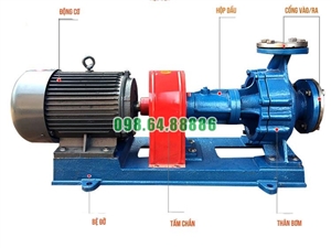 Bơm dầu nóng trục ngang RY125-80-160 Lưu lượng 160 m3/h, công suất 22 kW, cột áp 50 m